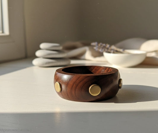 Wooden Bangle with gold stone studded