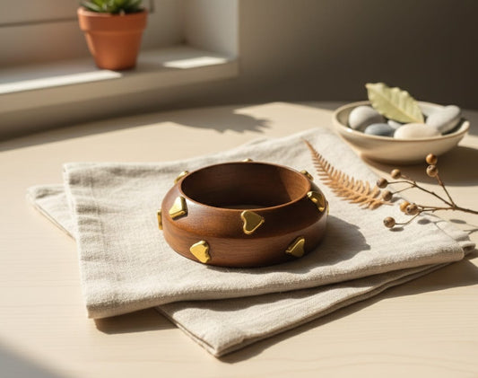 Gold-Plated Square-round Shaped wooden bangle